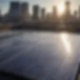 A solar panel installation on a rooftop reflecting sunlight