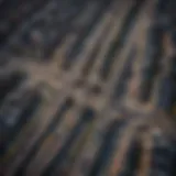 Aerial view of urban traffic patterns