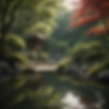 Tranquility in Japanese Skincare Culture A serene Japanese garden symbolizing tranquility and harmony, reflecting the cultural essence of skincare.