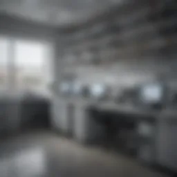 Illustration of mass spectrometry setup in a laboratory