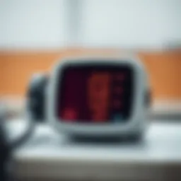 Illustration of a calibration device displaying blood pressure values