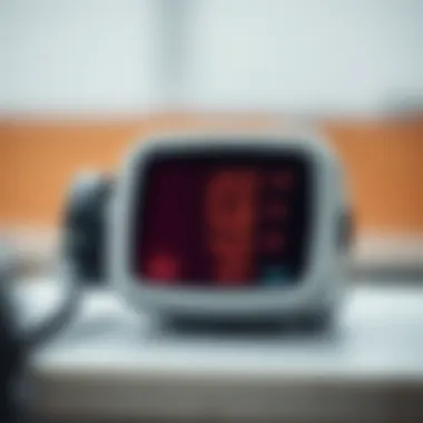 Illustration of a calibration device displaying blood pressure values