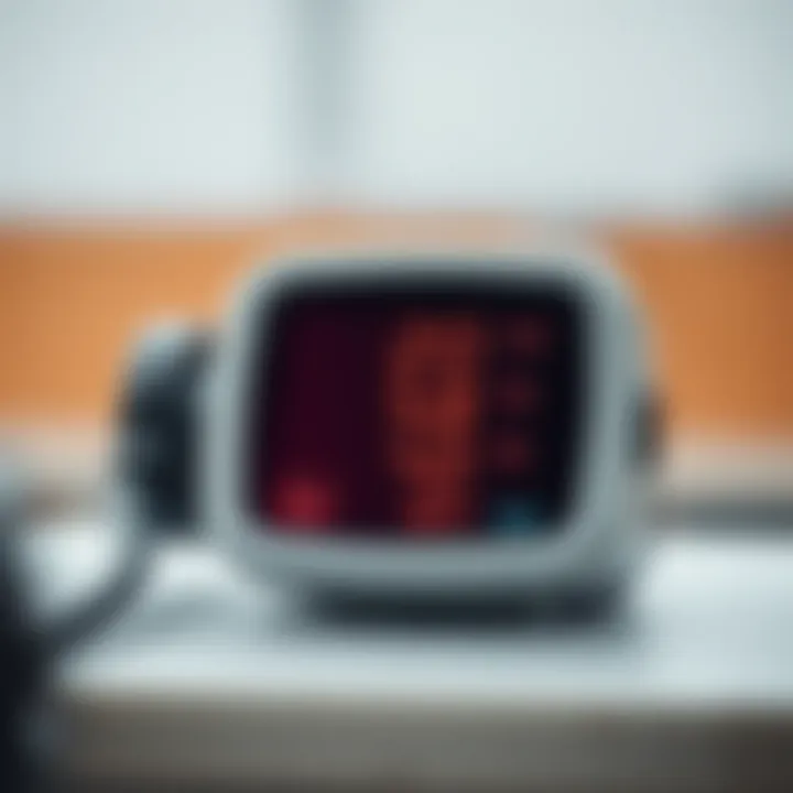 Illustration of a calibration device displaying blood pressure values