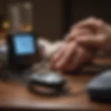 Elderly individual monitoring blood pressure