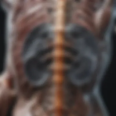 X-ray Analysis of Spinal Alignment with Calcium Deposits X-ray showing calcium deposits affecting spinal alignment