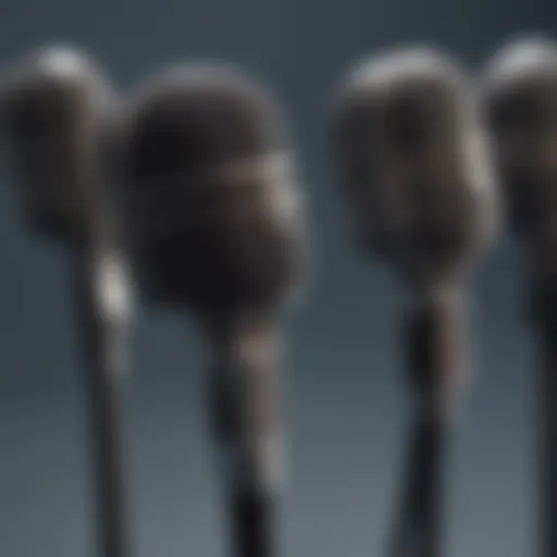 Close-up of a lapel microphone showcasing its intricate design.