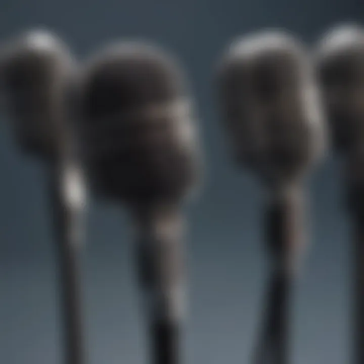 Close-up of a lapel microphone showcasing its intricate design.