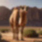 A close-up view of a camel among desert landscapes highlighting its natural habitat.