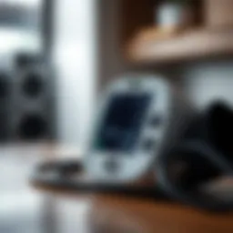 Detailed close-up of a high-tech blood pressure monitor showcasing its advanced features