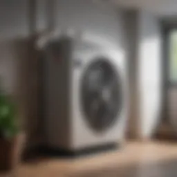 A modern heat pump system installed in a residential setting