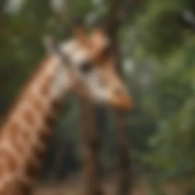 Giraffe interacting with its environment