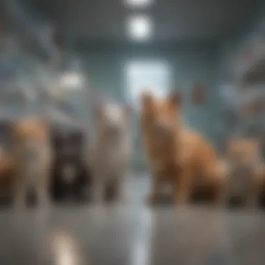 Diverse Animal Patients in Veterinary Care Group of animals in a veterinary clinic