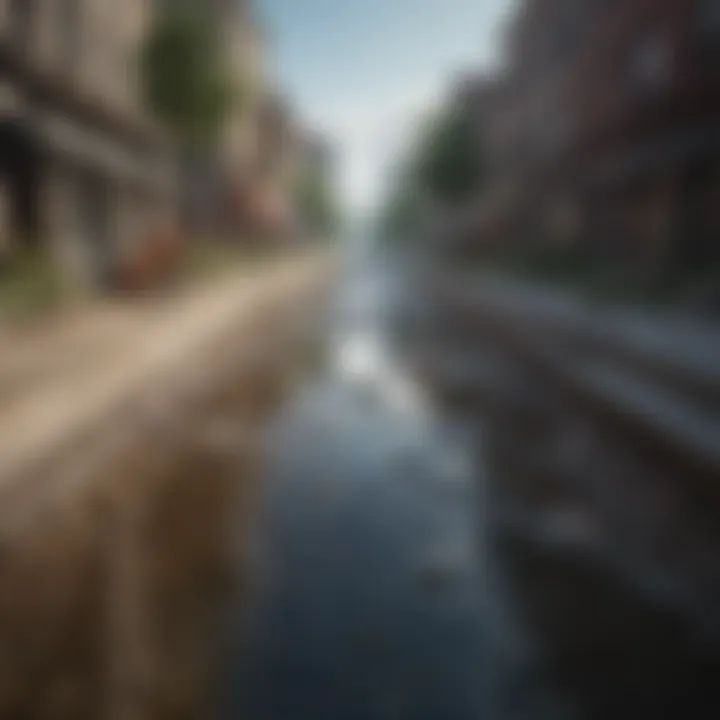 A visual representing the impact of urban development on drainage basins.