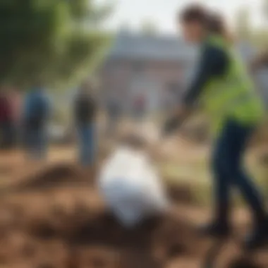Community participating in a clean-up event