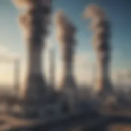 Fossil fuel power plant emitting smoke