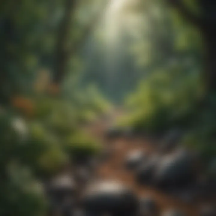 A thriving ecosystem with various plants and animals coexisting