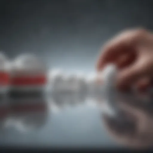 Aspirin tablet on a reflective surface