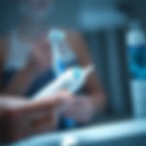 Ultrasonic tooth cleaner in action