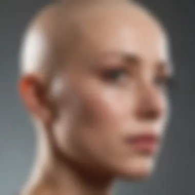 An artistic representation of the psychological impact of alopecia and cancer on individuals.