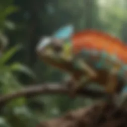 A magnificent chameleon showcasing its color-changing ability in a vibrant natural habitat