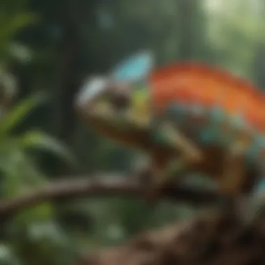 A magnificent chameleon showcasing its color-changing ability in a vibrant natural habitat