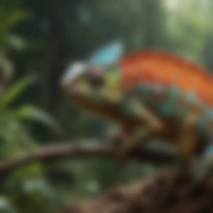 A magnificent chameleon showcasing its color-changing ability in a vibrant natural habitat