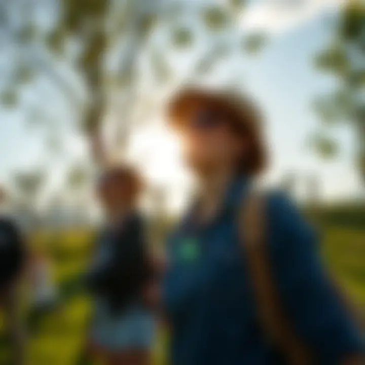 A serene outdoor setting depicting individuals enjoying sunlight exposure.