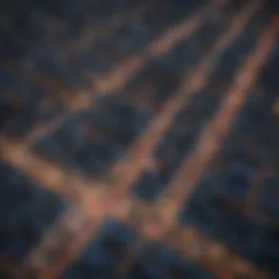 Aerial view of a city with data overlays illustrating urban planning insights.