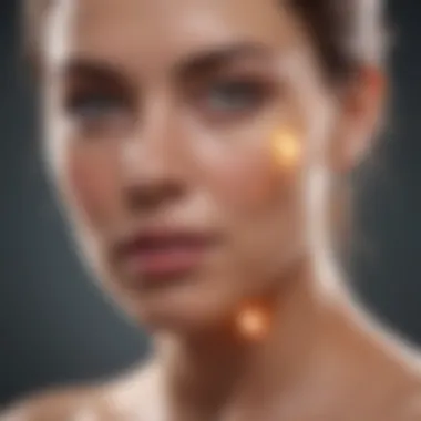 Illustration of light penetrating skin layers to alleviate inflammation.