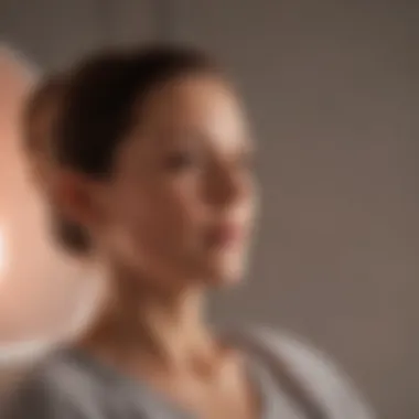 A patient engaging in light therapy treatment session.