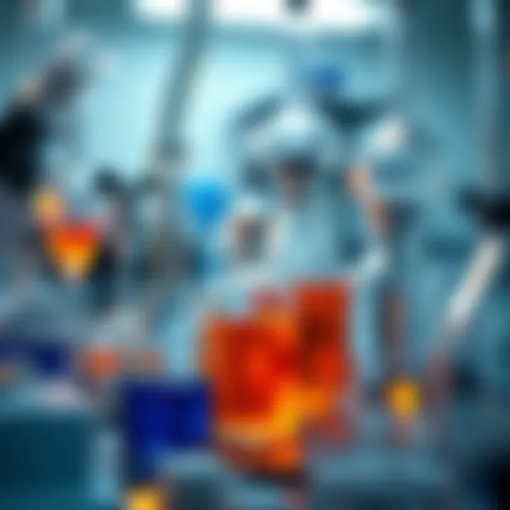 Dynamic Chemical Reactions in Research Close-up of chemical reactions taking place in a laboratory