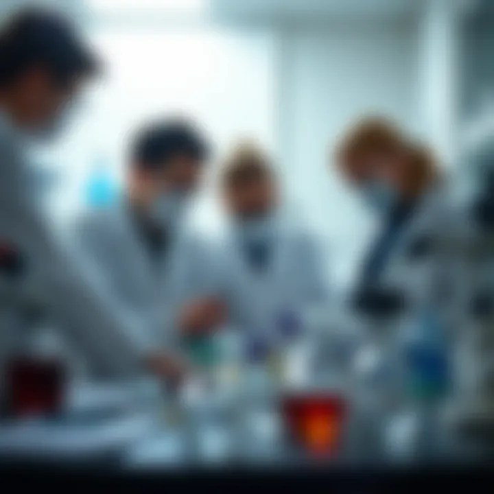 Collaboration in Chemistry Research Team of scientists collaborating on a chemistry project