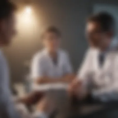 A clinical setting with healthcare professionals discussing treatment