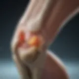 A close-up of knee joint highlighting osteoarthritis