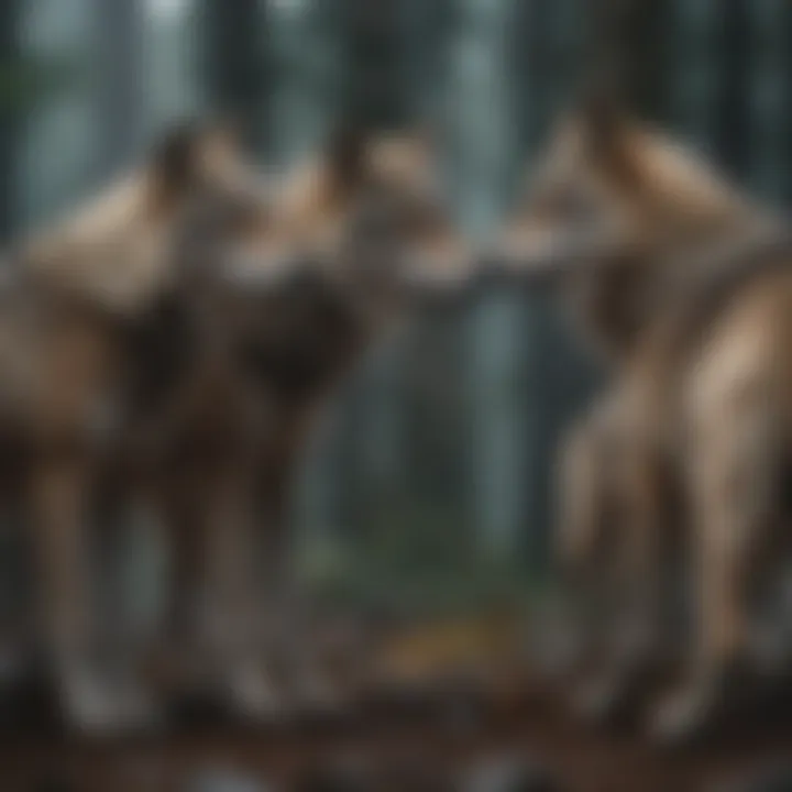 Intricate social structures within a pack of wolves