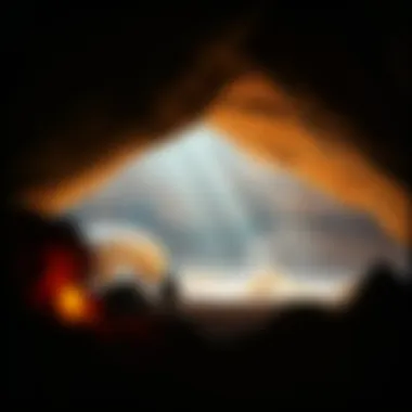 An illustration depicting a prehistoric site known for significant rock art