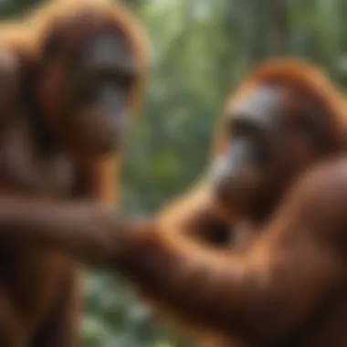 Conservation workers engaging in efforts to protect orangutans
