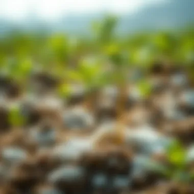 Zeolite Clay in Agriculture An illustration depicting the role of zeolite clay in agricultural soil enhancement