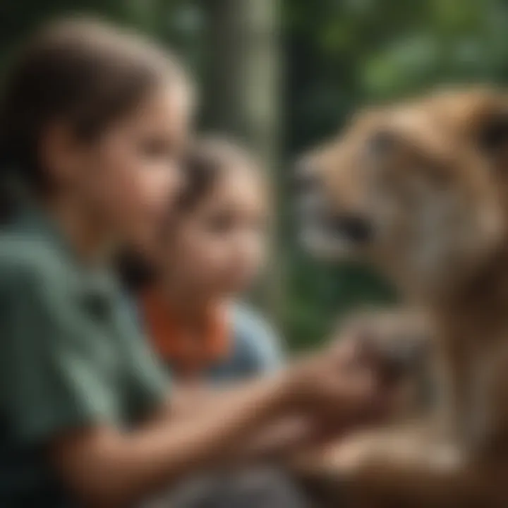 A group of children engaged in an educational program at a zoo