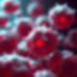 Microscopic view of leukemia cells