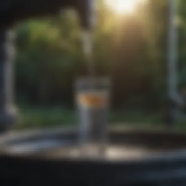 Close-up of well water sampling for quality analysis