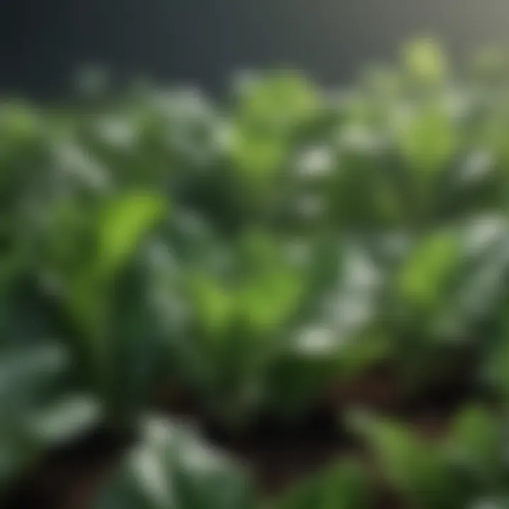 A lush green field showcasing various leafy greens