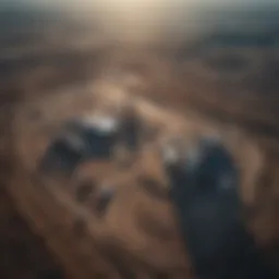 Aerial view of a fracking site amidst a natural landscape