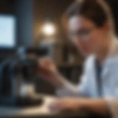Researcher examining FTIR analysis output