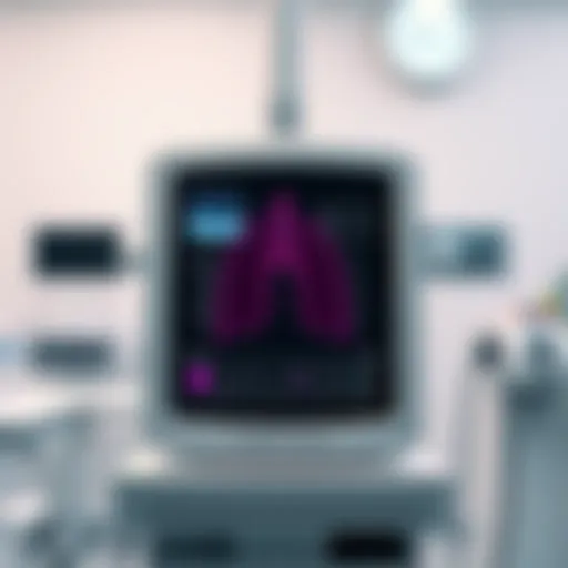 A detailed representation of lung function testing apparatus used in COPD diagnosis.