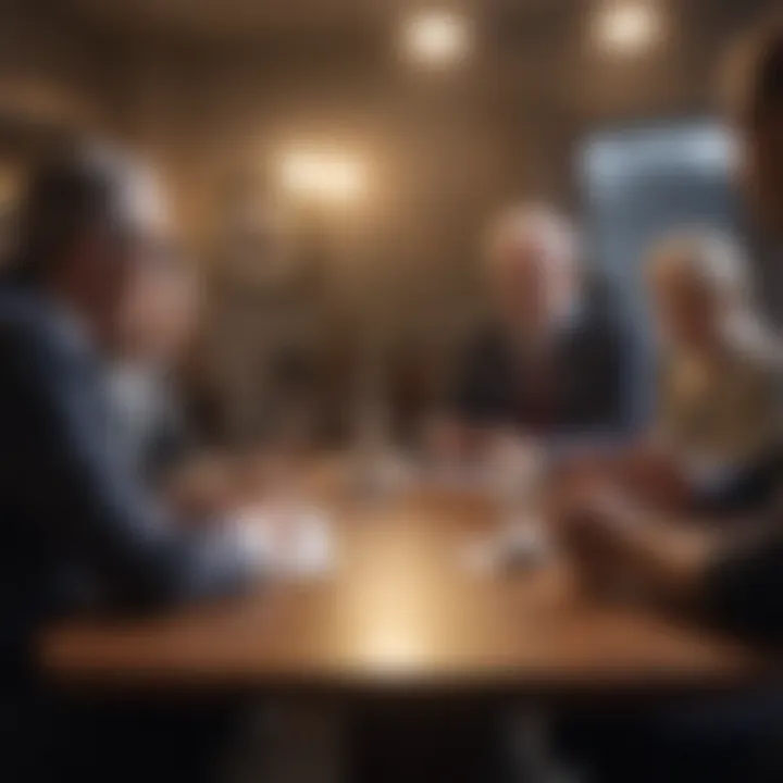 A diverse group of professionals discussing health outcomes in a meeting