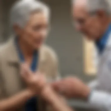 Elderly individual receiving a vaccination in a clinic