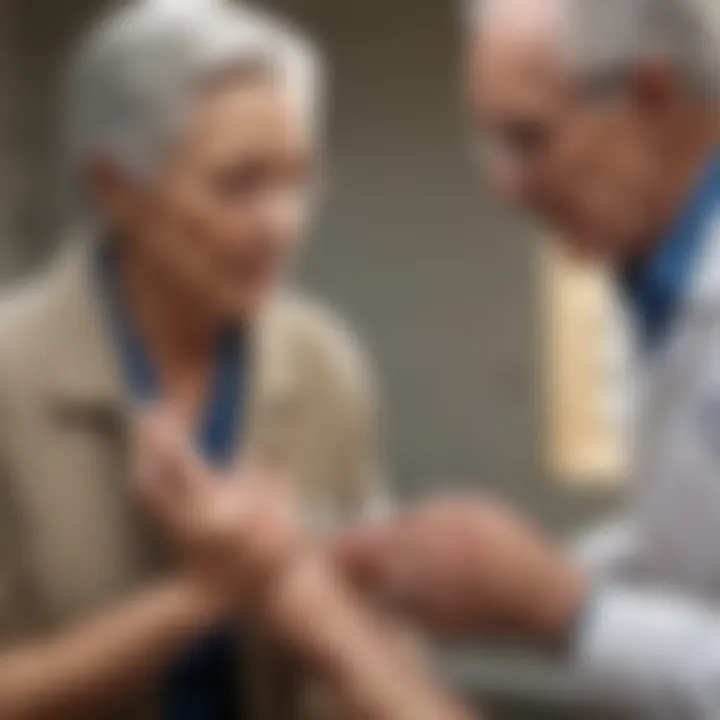 Elderly individual receiving a vaccination in a clinic