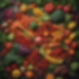 A colorful array of fresh vegetables and fruits symbolizing a healthy diet