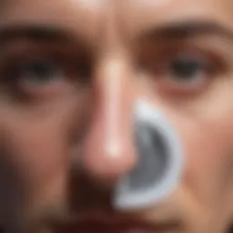 Close-up of a nose filter in use